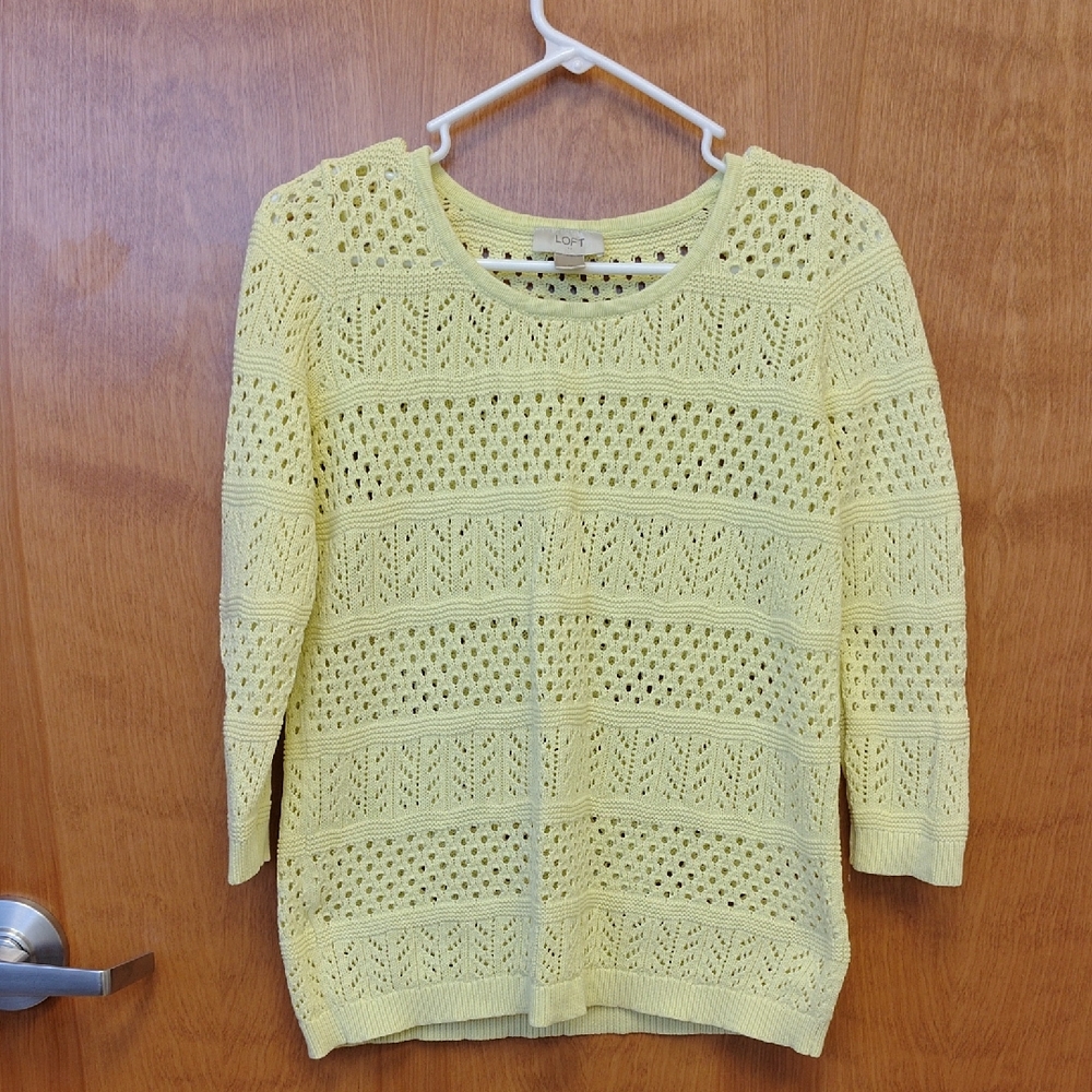 Loft Women's Open Knit Yellow Sweater
